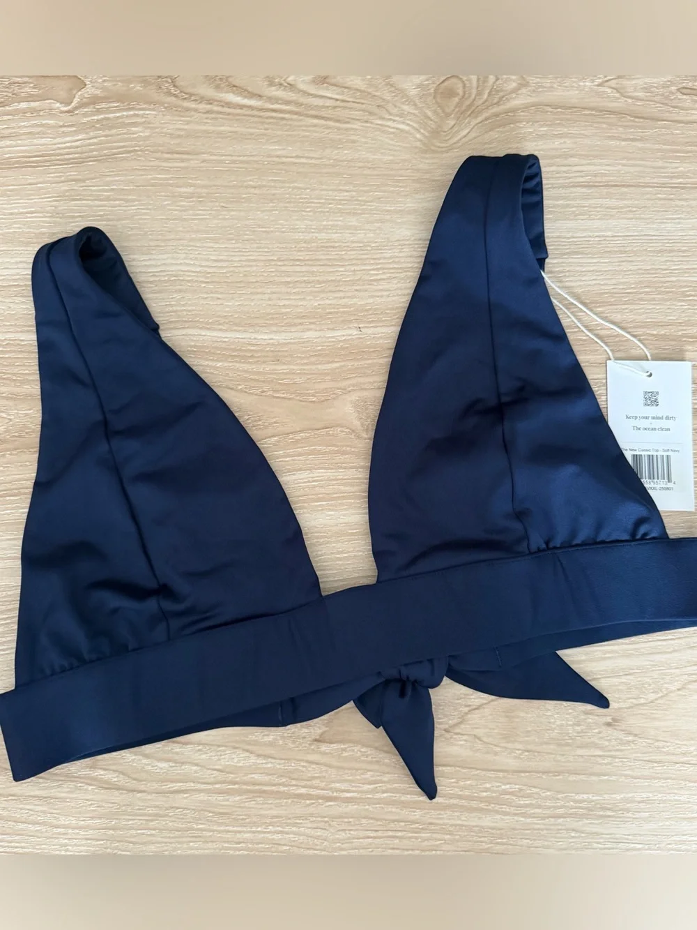 Londre XXL NEW The New Classic Top Navy Bikini Plunge Tie Back Resort Vacation